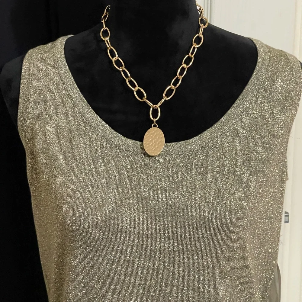 DG 2 DIANE GILMAN NWTS GOLD METALLIC TANK SZ MED - Picture 8 of 13